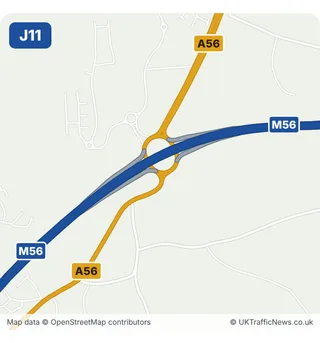 Map of M56 junction 11