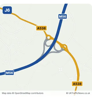Map of M56 junction 6